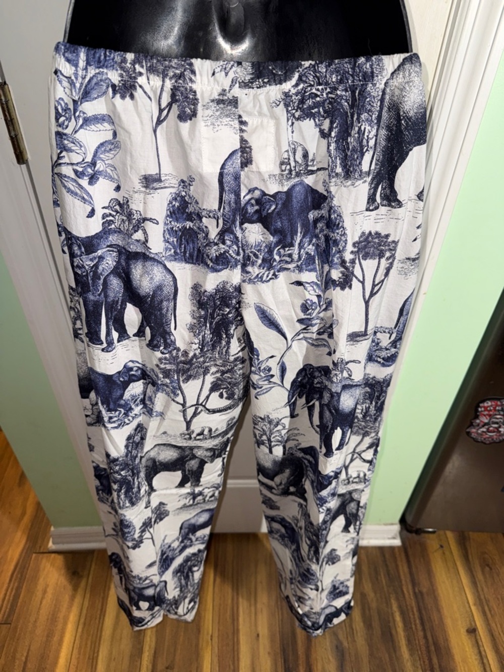 The Cats Pajama Safari Toile Luxe Cotton Pima Poplin Elephant Sleep Pants Size L - Picture 7 of 11